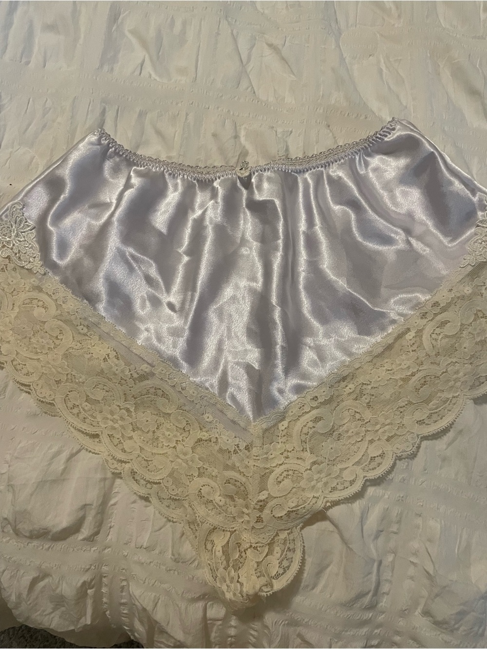 Christian Dior Neiman Marcus Satin boy short Slip Panty with Cream Lace size Med